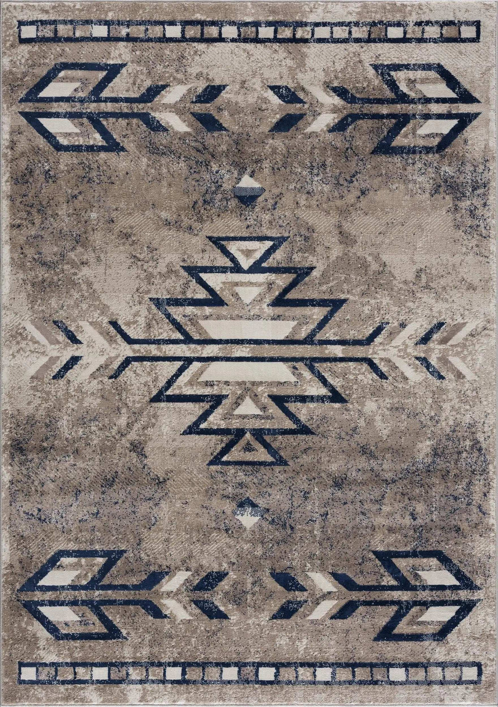 4' X 6' Beige And Blue Boho Chic Area Rug - Homeroots - Flyclothing LLC