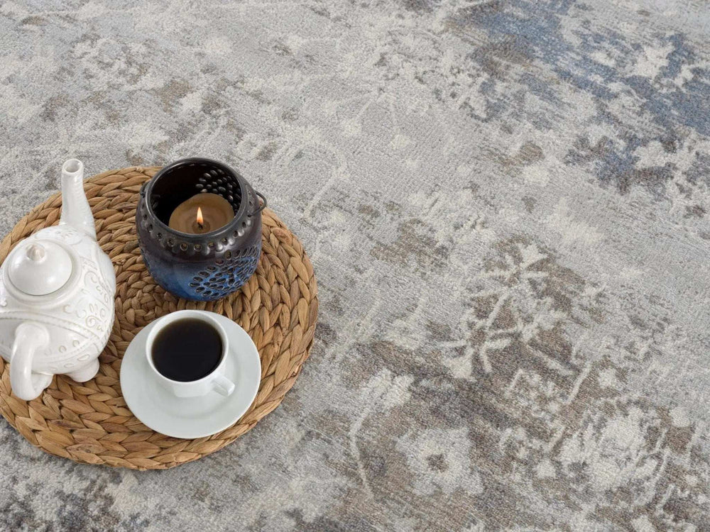 2' X 5' Navy And Beige Distressed Vines Area Rug - Homeroots - Flyclothing LLC