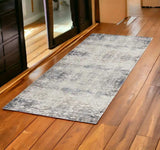2' X 5' Navy And Beige Distressed Vines Area Rug - Homeroots - Flyclothing LLC
