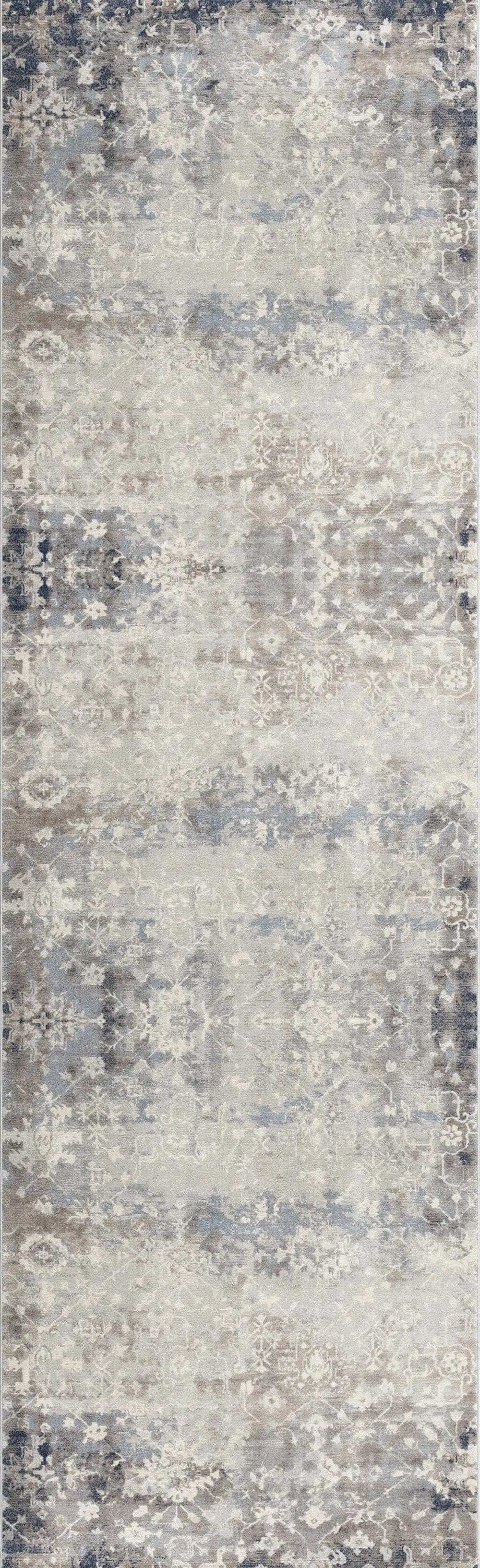 2' X 6' Navy And Beige Distressed Vines Area Rug - Homeroots - Flyclothing LLC