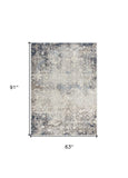5' X 8' Navy And Beige Distressed Vines Area Rug - Homeroots - Flyclothing LLC