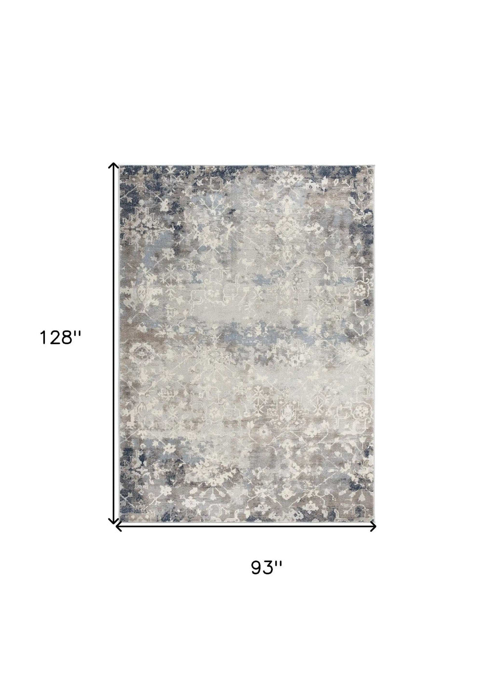 8' X 11' Navy And Beige Distressed Vines Area Rug - Homeroots - Flyclothing LLC