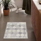 2' X 3' Gray Distressed Trellis Pattern Scatter Rug - Homeroots - Flyclothing LLC
