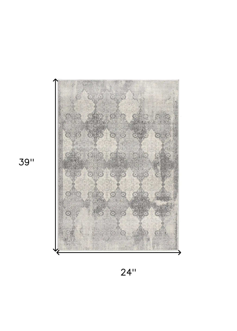 2' X 3' Gray Distressed Trellis Pattern Scatter Rug - Homeroots - Flyclothing LLC