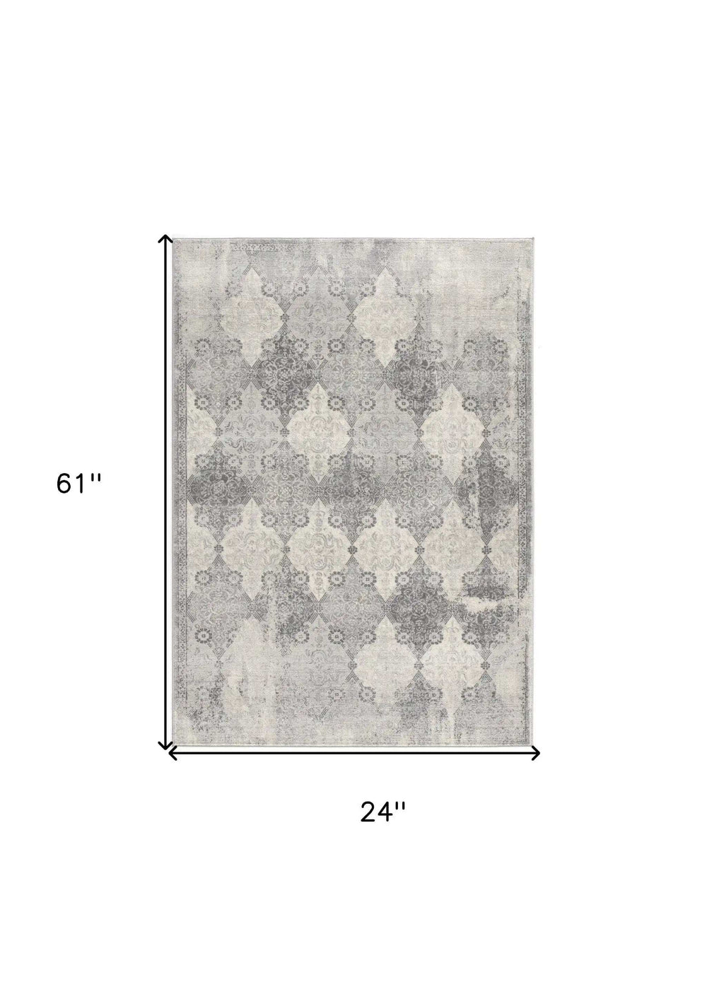2' X 5' Grey Damask Area Rug - Homeroots - Flyclothing LLC