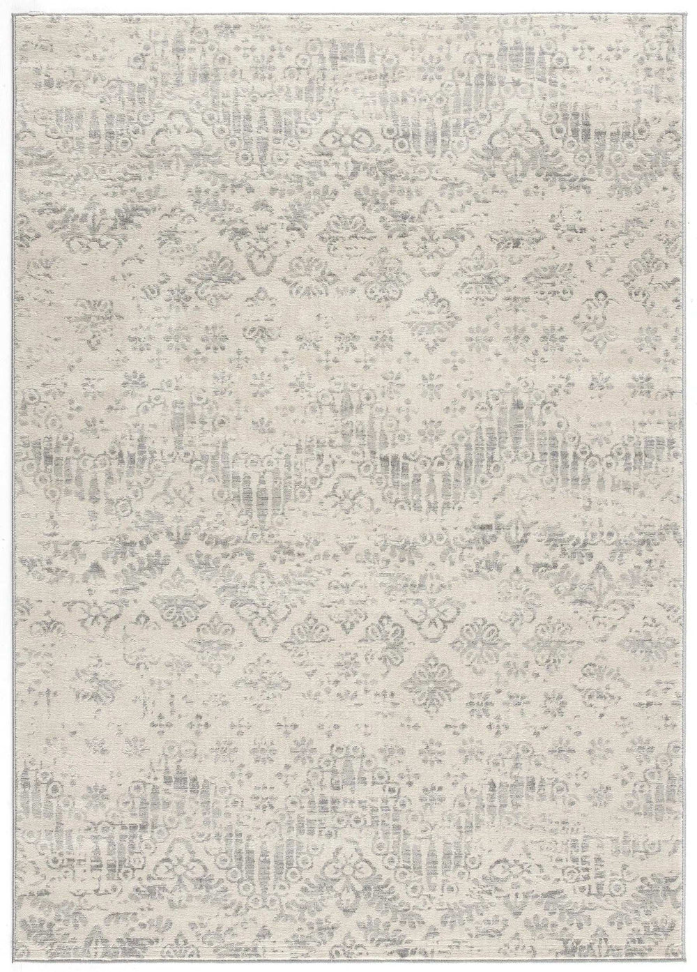2' X 3' Ivory Distressed Ikat Pattern Scatter Rug - Homeroots - Flyclothing LLC