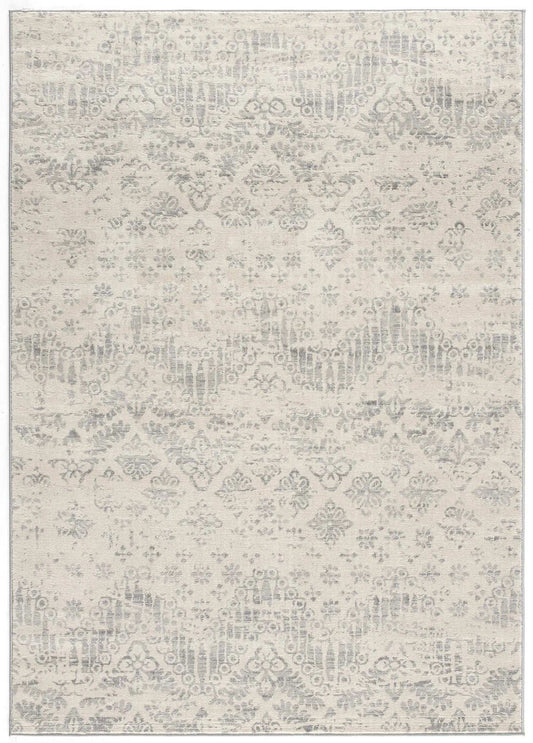 2' X 3' Ivory Distressed Ikat Pattern Scatter Rug - Homeroots - Flyclothing LLC
