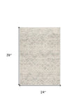 2' X 3' Ivory Distressed Ikat Pattern Scatter Rug - Homeroots - Flyclothing LLC