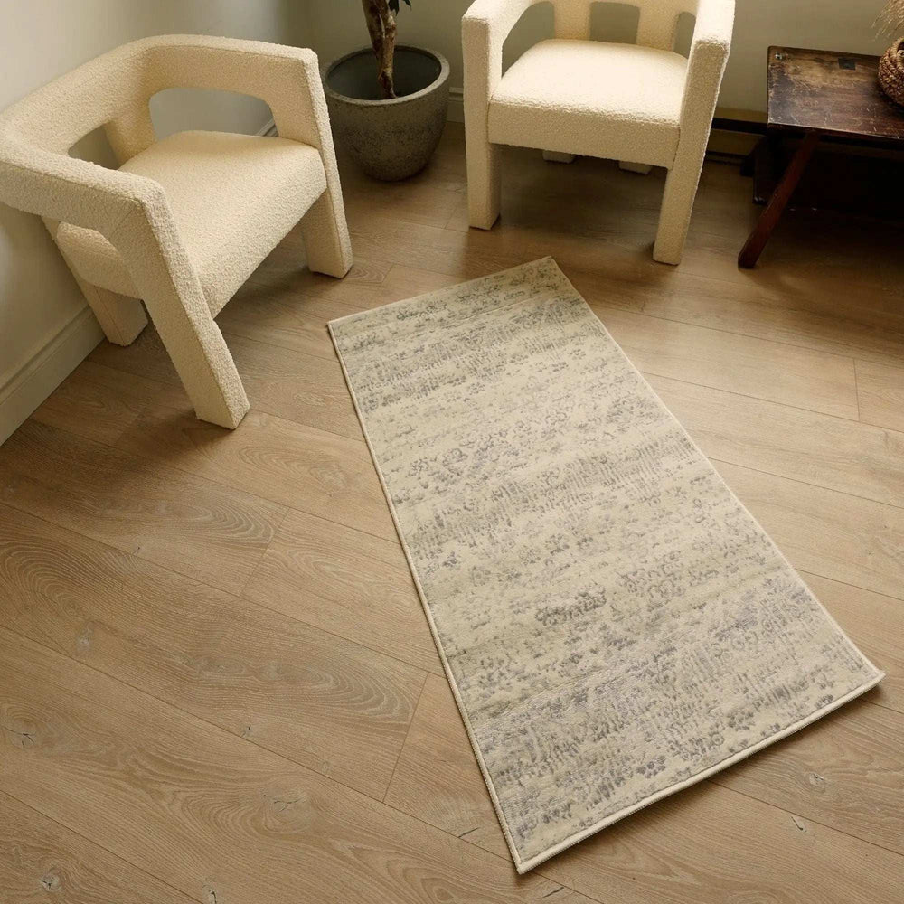 2' X 8' Ivory Distressed Ikat Pattern Runner Rug - Homeroots - Flyclothing LLC
