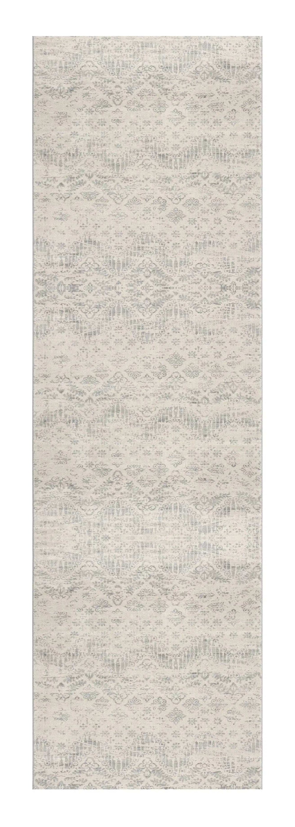 2' X 8' Ivory Distressed Ikat Pattern Runner Rug - Homeroots - Flyclothing LLC