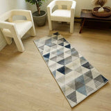 2' X 10' Navy Blue Geometric Diamond Runner Rug - Homeroots - Flyclothing LLC