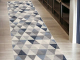 2' X 10' Navy Blue Geometric Diamond Runner Rug - Homeroots - Flyclothing LLC