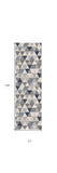 2' X 13' Navy Blue Geometric Diamond Runner Rug - Homeroots - Flyclothing LLC