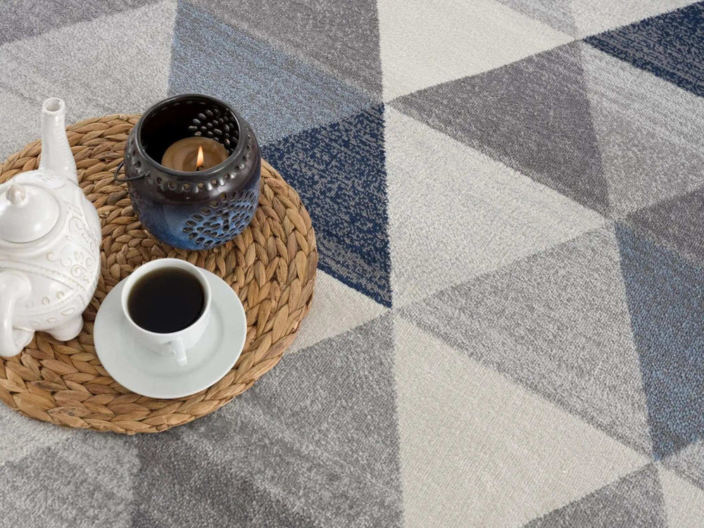 2' X 15' Navy Blue Geometric Diamond Runner Rug - Homeroots - Flyclothing LLC