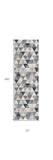2' X 20' Navy Blue Geometric Diamond Runner Rug - Homeroots - Flyclothing LLC