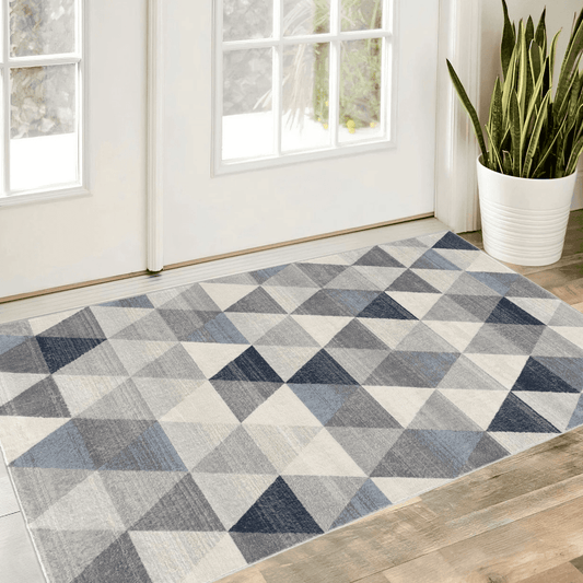 2' X 3' Navy Blue Geometric Diamond Scatter Rug - Homeroots - Flyclothing LLC