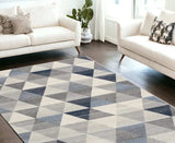 7' X 10' Navy Blue Geometric Diamond Area Rug - Homeroots - Flyclothing LLC