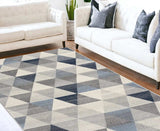 8' X 11' Navy Blue Geometric Diamond Area Rug - Homeroots - Flyclothing LLC