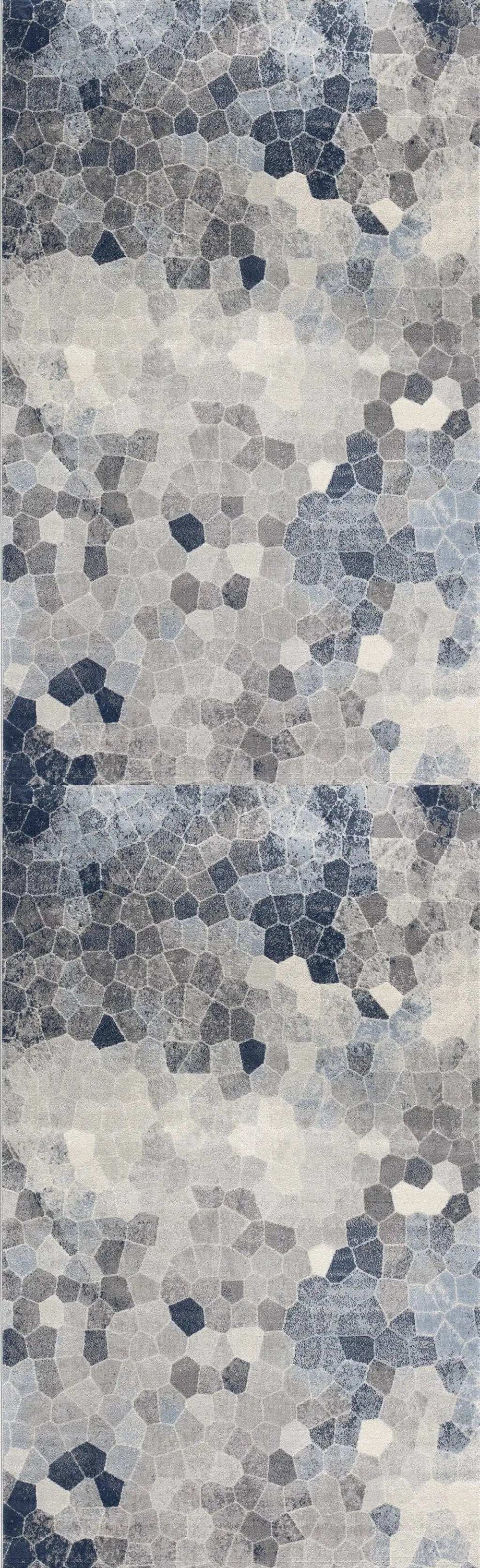 2' X 8' Navy Blue Cobblestone Pattern Runner Rug - Homeroots - Flyclothing LLC