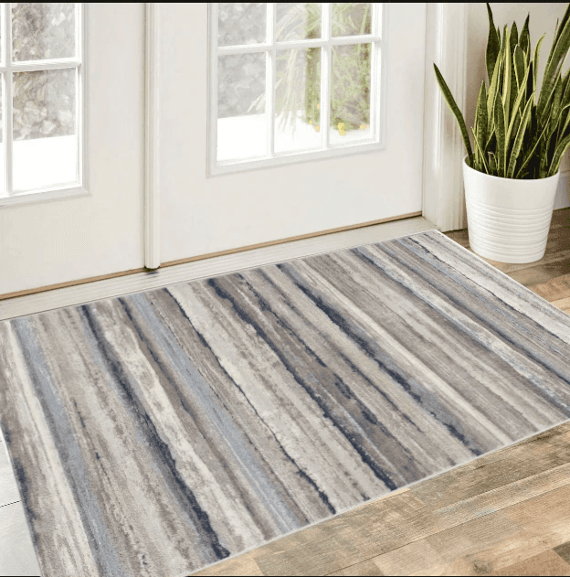 2' X 3' Blue And Beige Distressed Stripes Scatter Rug - Homeroots - Flyclothing LLC