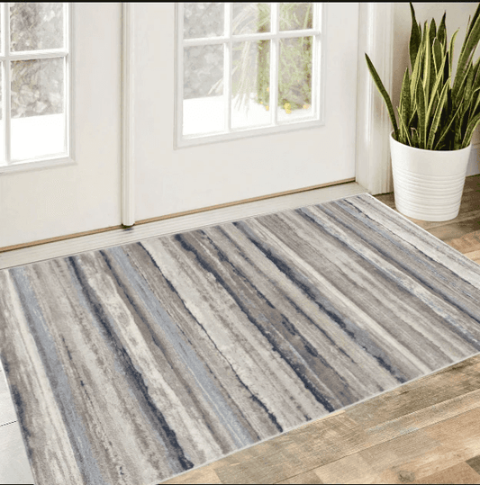 2' X 3' Blue And Beige Distressed Stripes Scatter Rug - Homeroots - Flyclothing LLC