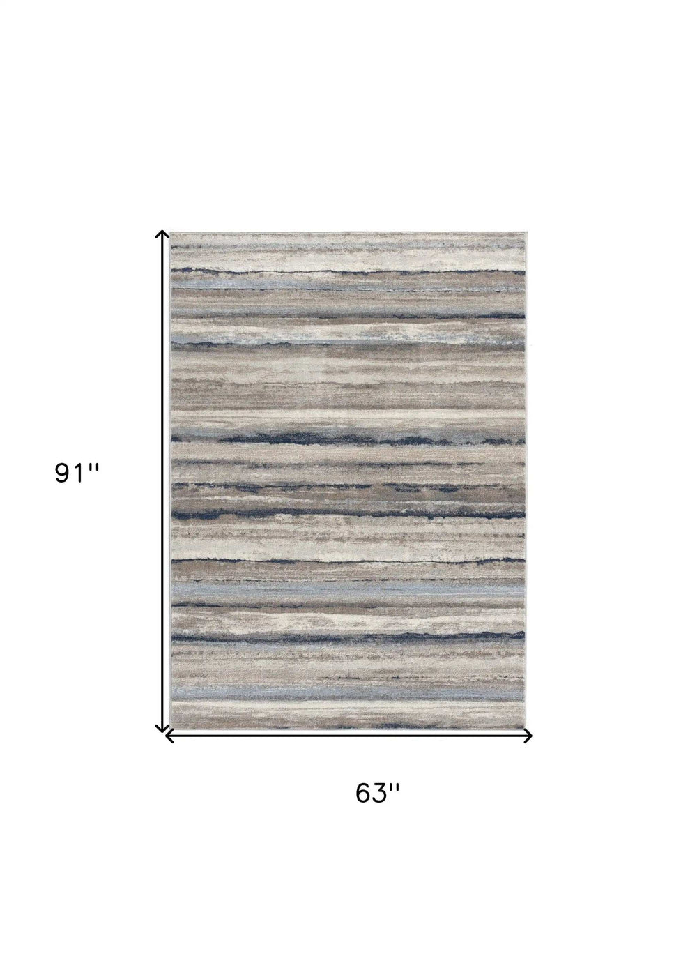 5' X 8' Blue And Beige Distressed Stripes Area Rug - Homeroots - Flyclothing LLC