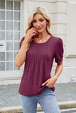 Round Neck Short Sleeve T-Shirt - Trendsi - Flyclothing LLC