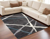 5' X 8' Distressed Black And Gray Abstract Area Rug - Homeroots - Flyclothing LLC