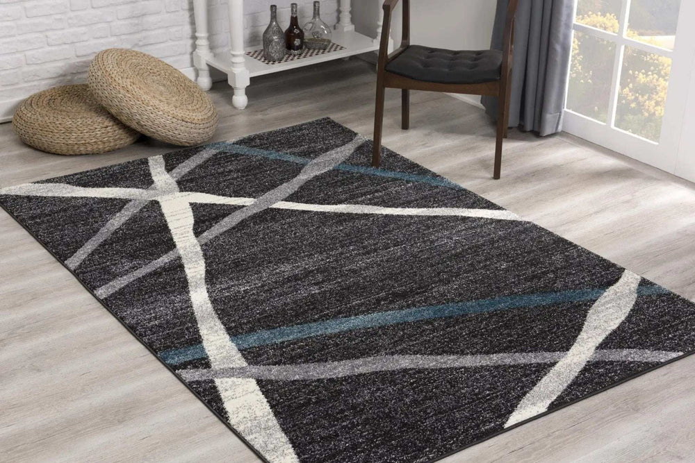 7' X 9' Distressed Black And Gray Abstract Area Rug - Homeroots - Flyclothing LLC
