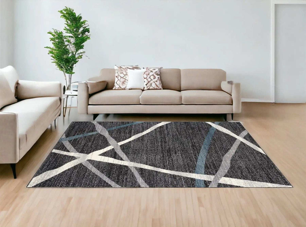 7' X 9' Distressed Black And Gray Abstract Area Rug - Homeroots - Flyclothing LLC