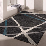 8' X 11' Distressed Black And Gray Abstract Area Rug - Homeroots - Flyclothing LLC