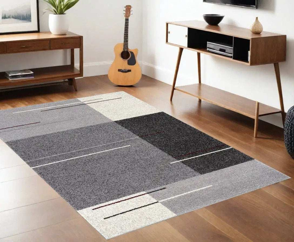 4' X 6' Gray Modern Geometric Area Rug - Homeroots - Flyclothing LLC