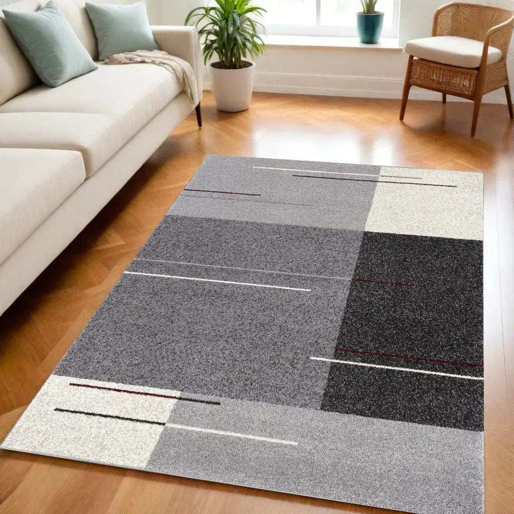 5' X 8' Gray Modern Geometric Area Rug - Homeroots - Flyclothing LLC