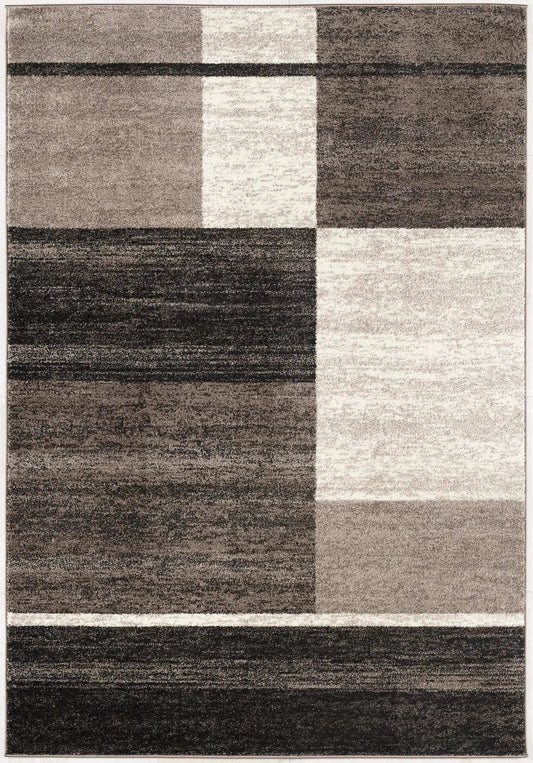 8' X 11' Brown And Beige Abstract Blocks Area Rug - Homeroots - Flyclothing LLC