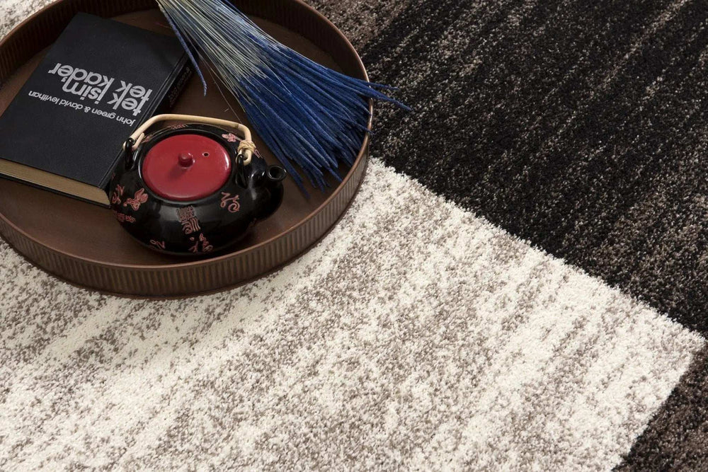 8' X 11' Brown And Beige Abstract Blocks Area Rug - Homeroots - Flyclothing LLC