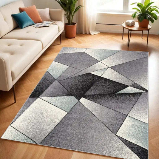4' X 6' Grey Red Geometric Area Rug - Homeroots - Flyclothing LLC