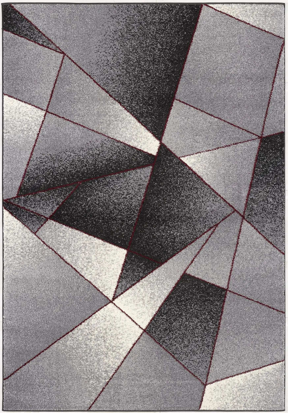 8' X 11' Grey Red Geometric Area Rug - Homeroots - Flyclothing LLC
