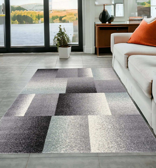 5' X 8' Gray Modern Geometric Area Rug - Homeroots - Flyclothing LLC