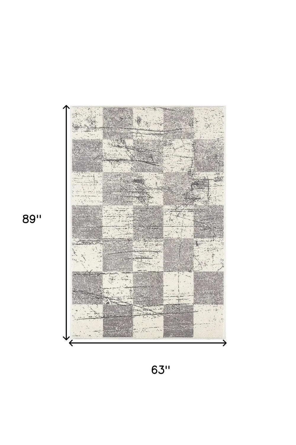 5' X 8' White And Gray Checkered Area Rug - Homeroots - Flyclothing LLC