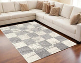5' X 8' White And Gray Checkered Area Rug - Homeroots - Flyclothing LLC