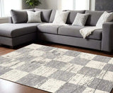 8' X 11' White And Gray Checkered Area Rug - Homeroots - Flyclothing LLC