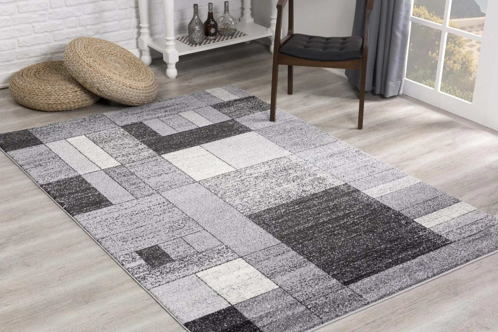 8' X 11' Gray Distressed Geometric Area Rug - Homeroots - Flyclothing LLC