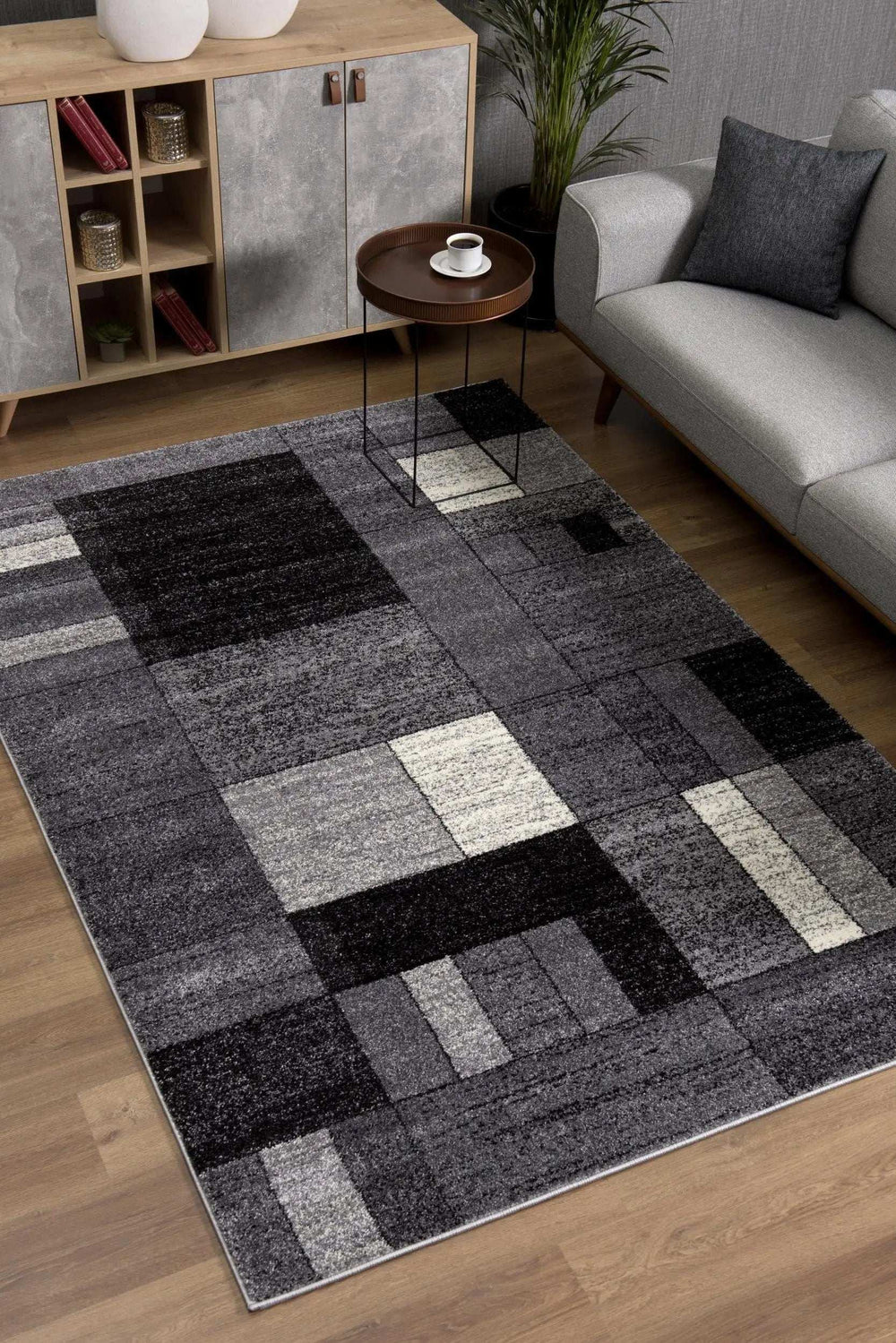 8' X 11' Gray Distressed Geometric Area Rug - Homeroots - Flyclothing LLC