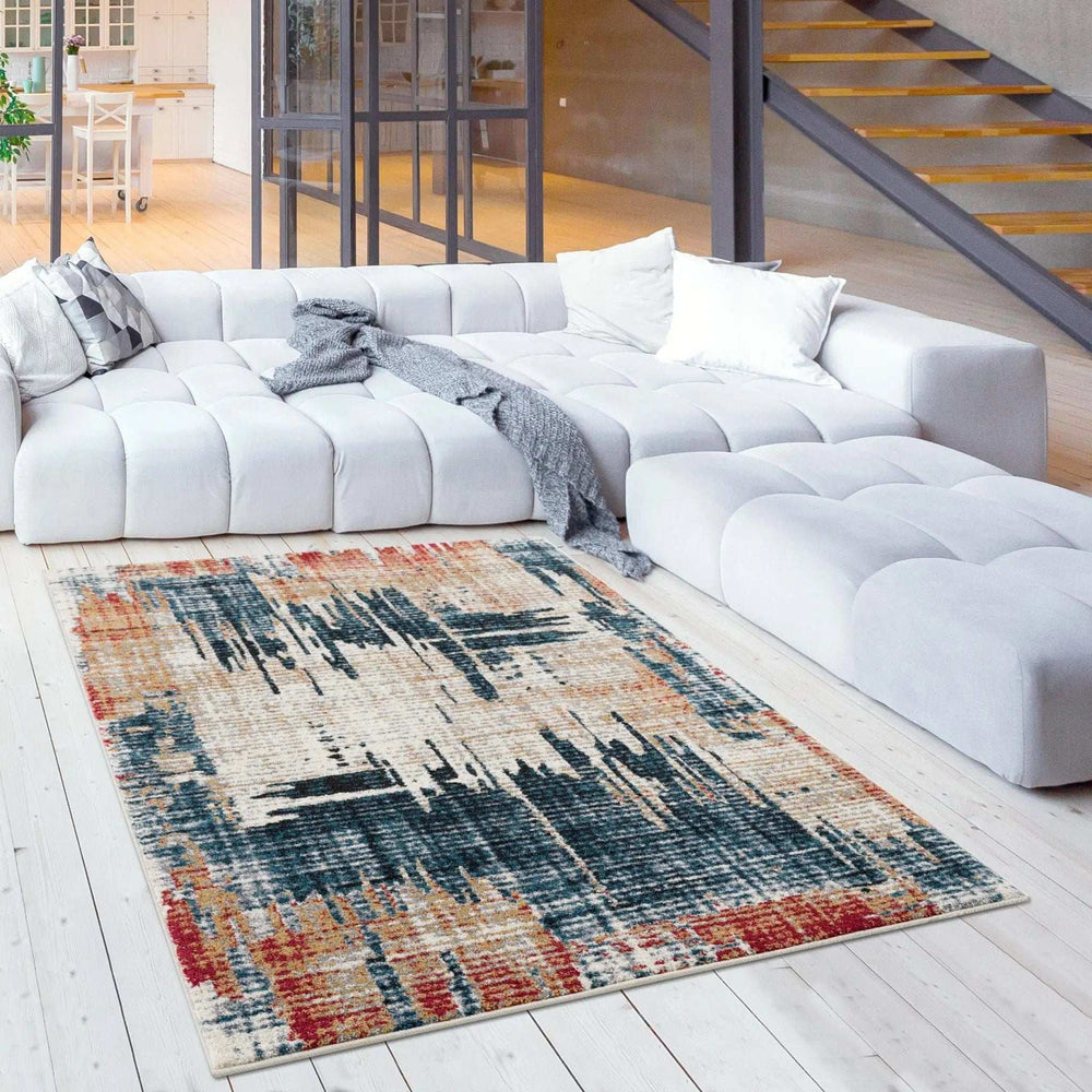 4' X 6' Blue And Ivory Abstract Area Rug - Homeroots - Flyclothing LLC