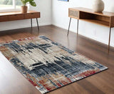 4' X 6' Blue And Ivory Abstract Area Rug - Homeroots - Flyclothing LLC