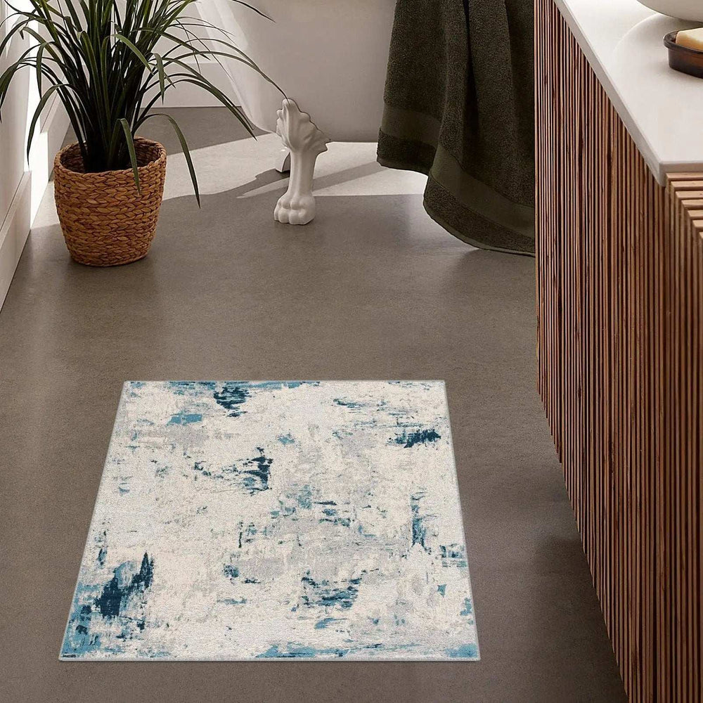 3' X 5' Blue And Ivory Abstract Strokes Area Rug - Homeroots - Flyclothing LLC