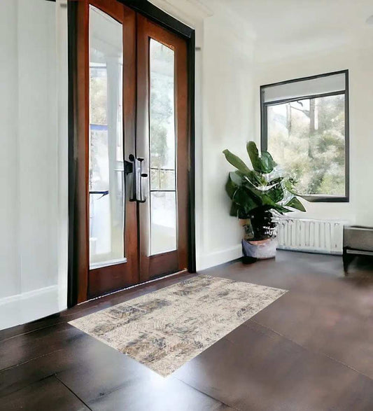 3' X 5' Beige Abstract Printed Area Rug - Homeroots - Flyclothing LLC