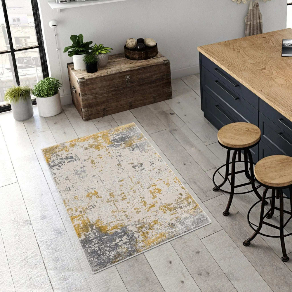3' X 5' Gold Abstract Dhurrie Area Rug - Homeroots - Flyclothing LLC