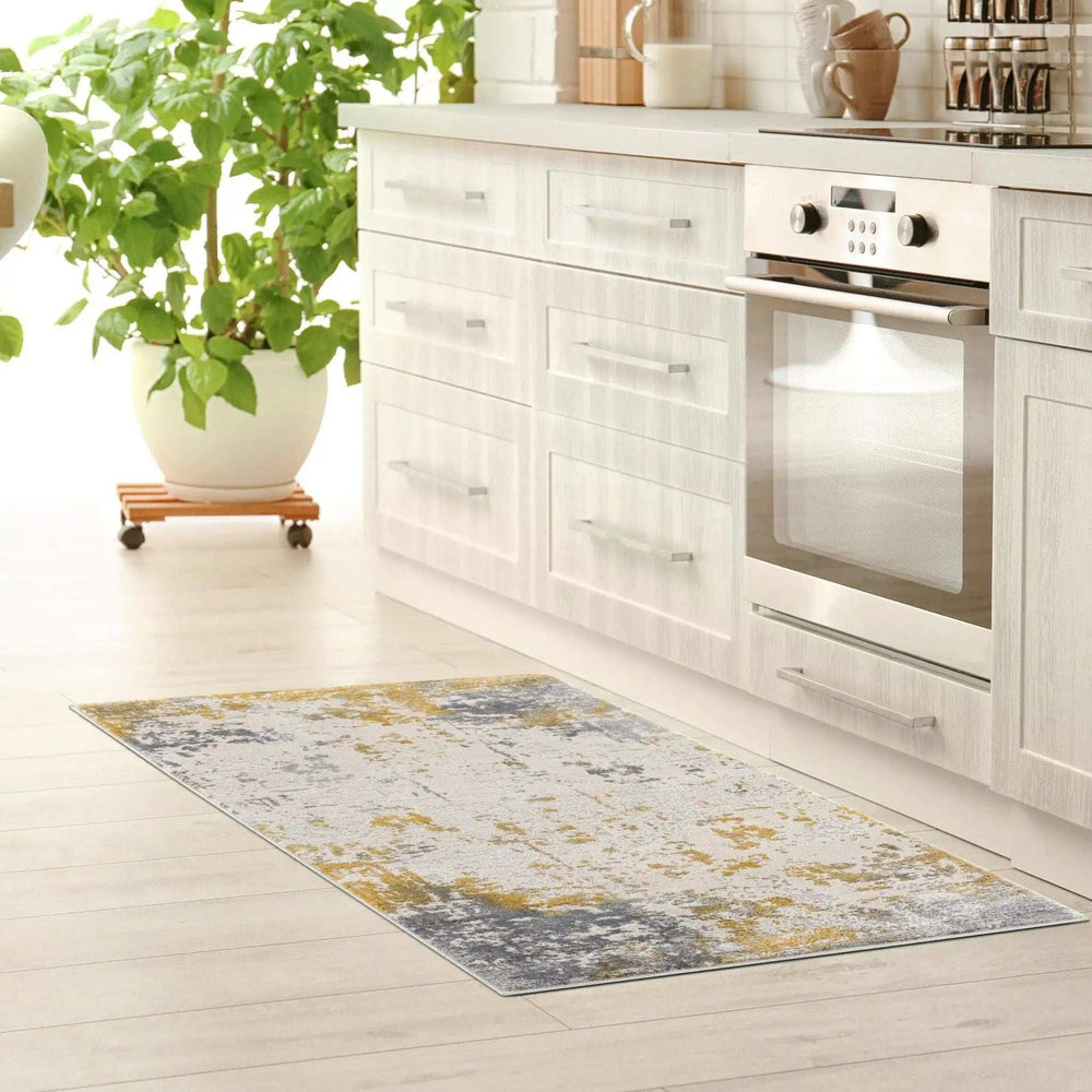 3' X 5' Gold Abstract Dhurrie Area Rug - Homeroots - Flyclothing LLC