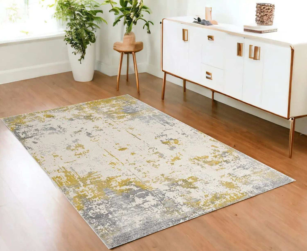4' X 6' Gold Abstract Dhurrie Area Rug - Homeroots - Flyclothing LLC